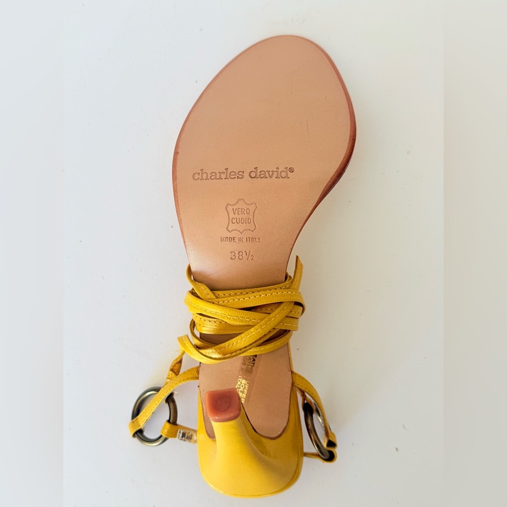 Charles David Mustard Yellow Strappy Sandals - Picture 6 of 9